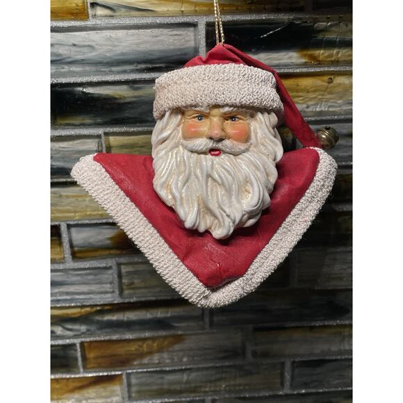 Two Large Santa Face Christmas Tree Ornament Ornaments Retro Style - Picture 7 of 7